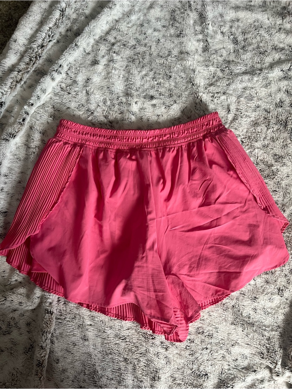 Marika Hot Pink Pleated Side-Trim Athletic Shorts